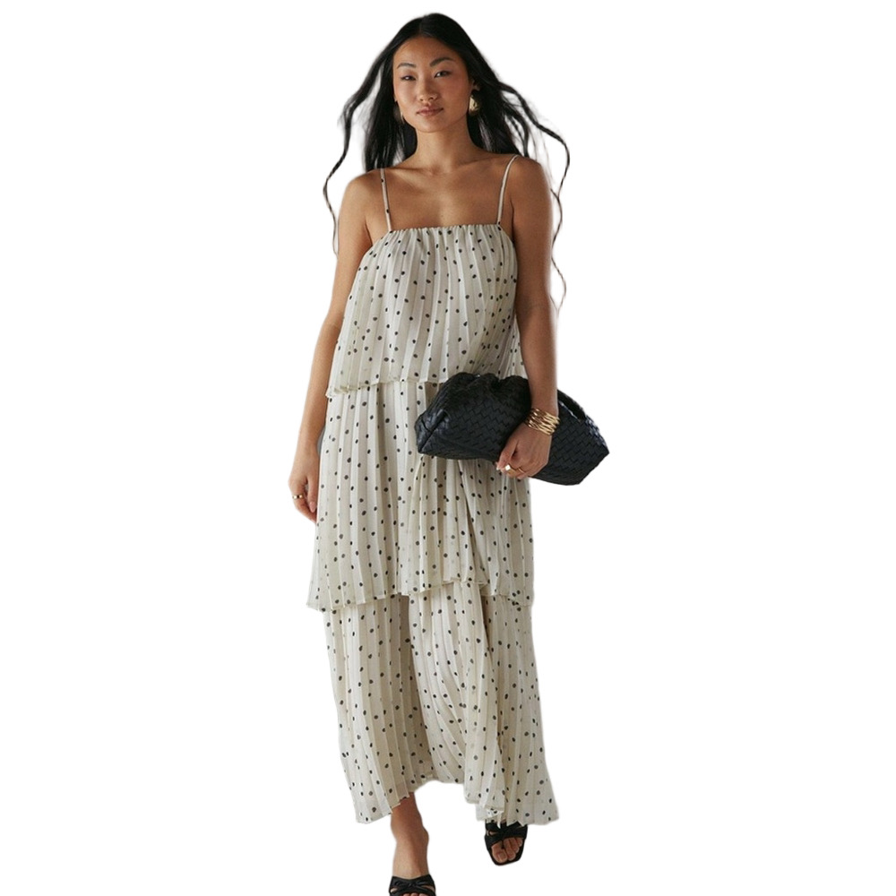Samsoe Samsoe Tatiana Dress-White Polka Dot tierred